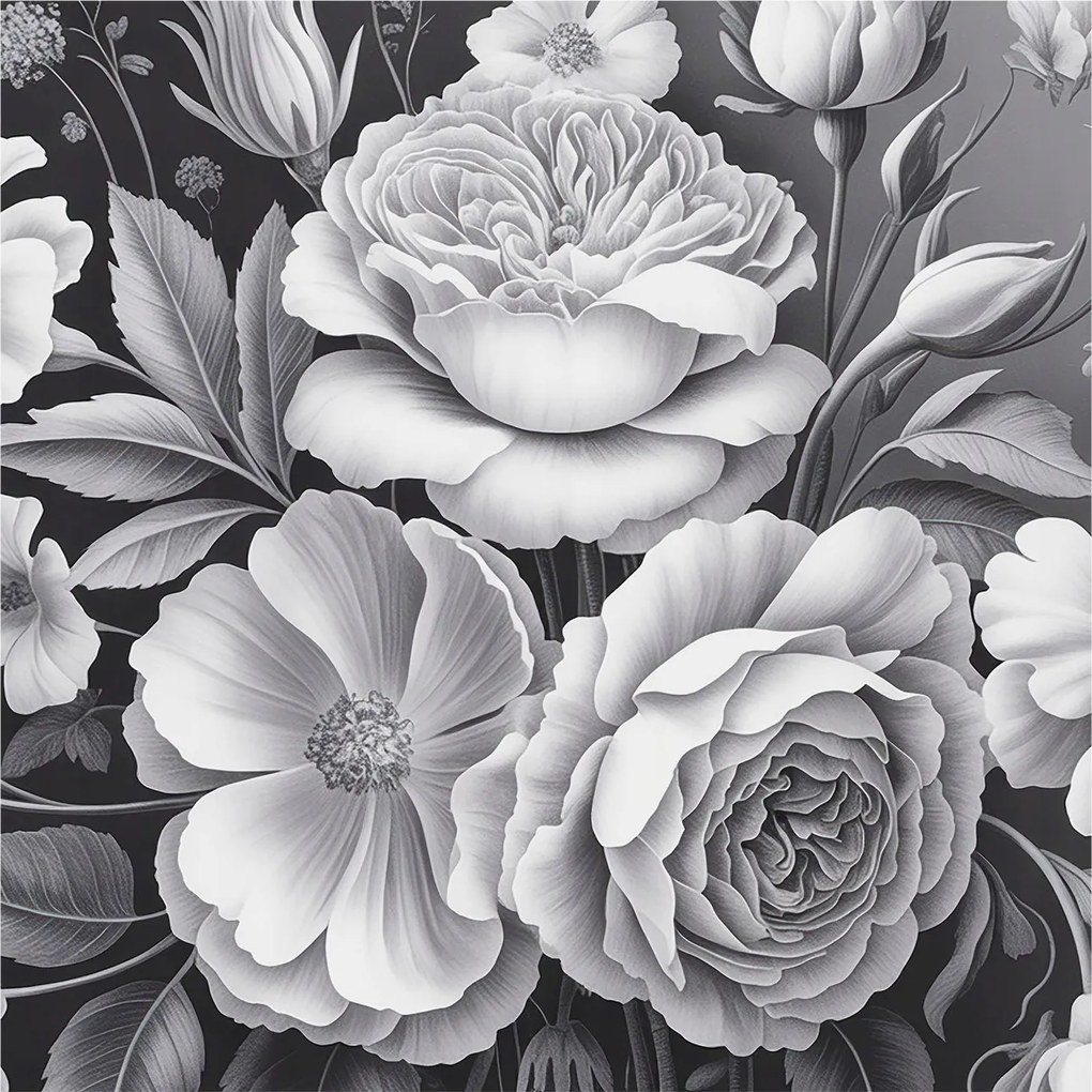 Divatos Flizelin Tapéta Ragasztóval Falra 3D Szürke virágok 250x250 Ragasztó