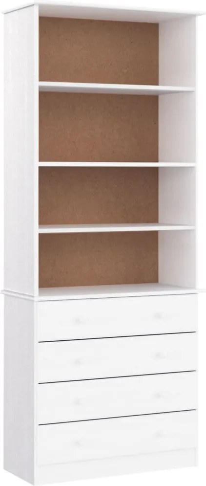 vidaXL ALTA fehér tömör fenyőfa fiókos könyvszekrény 77x35x186,5 cm