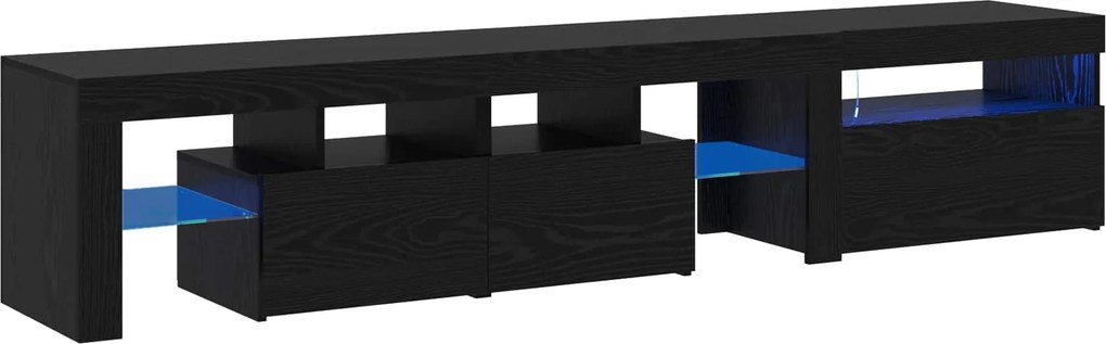 vidaXL TV szekrény 2 pcs Fekete tölgy 200 x 36,5 x 40 cm Faanyag