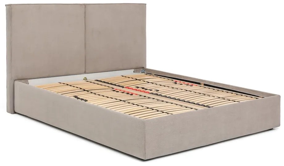 Szürkésbarna kárpitozott ágyneműtartós franciaágy ágyráccsal 180x200 cm Thessa Bold – Bonami Selection