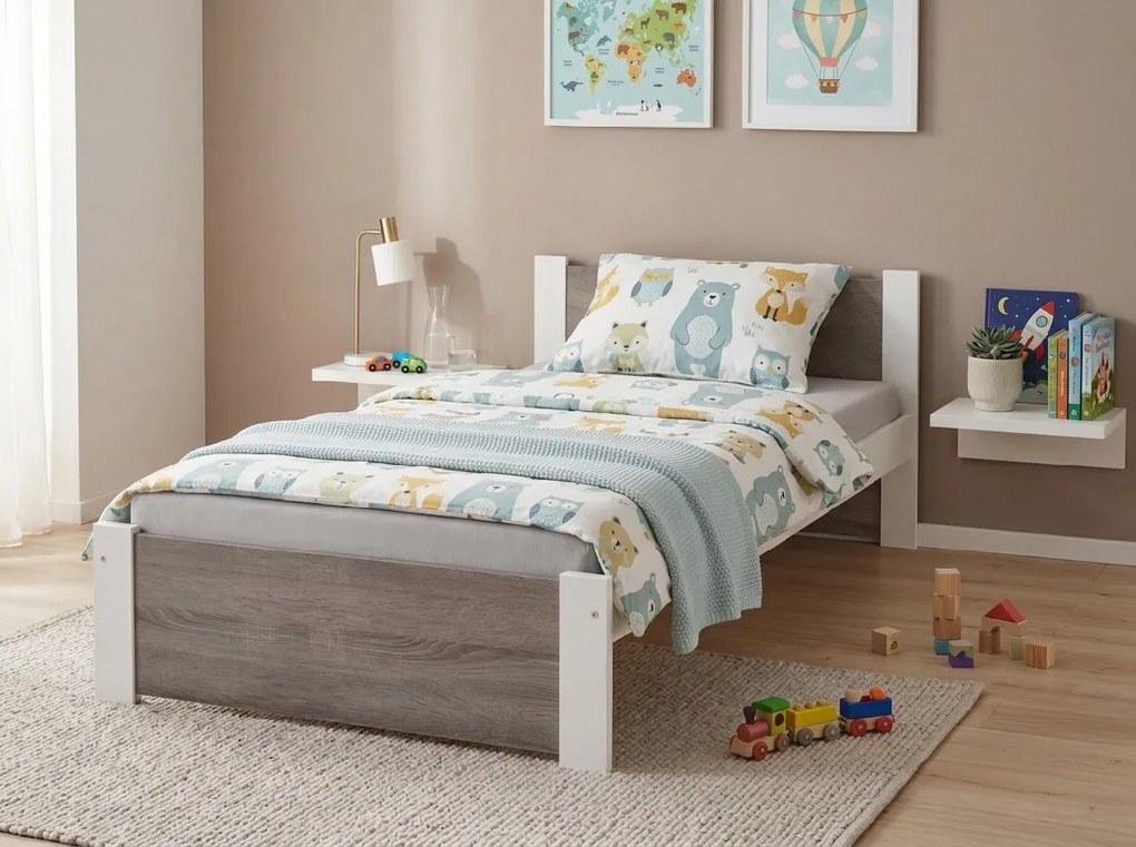 Ágy IKAROS 80 x 200 cm, fehér/szarvasgomba tölgy Ágyrács: Ágyrács nélkül, Matrac: Coco Maxi 20 cm matrac