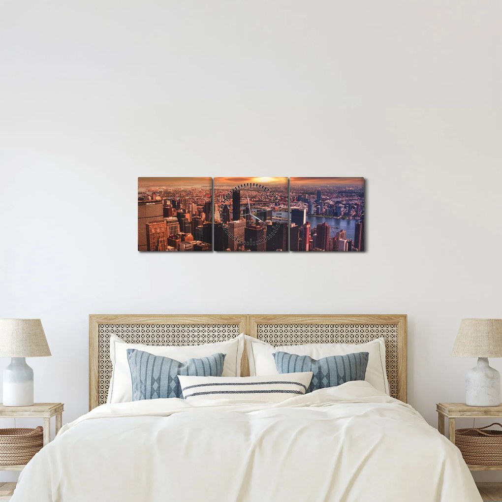 Kép - kilátás a metropoliszra (órával) (90x30 cm)