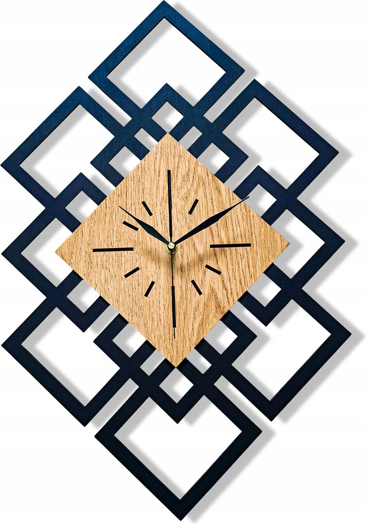 Nagy,modern Falióra,geometrikus,loft, Handmade, Fa,tölgy,csendes