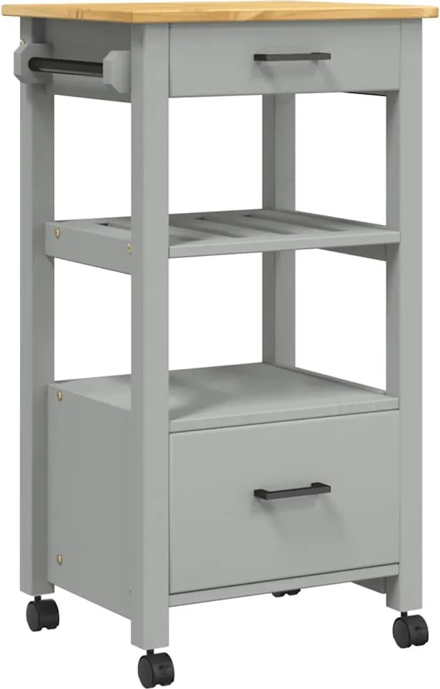 vidaXL MONZA tömör fenyőfa konyhai kocsi 48 x 40 x 88,5 cm
