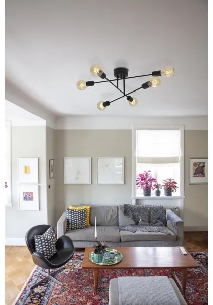 Cottex P7216SV - BATON felületre szerelhető csillár 6xE27/60W/230V fekete