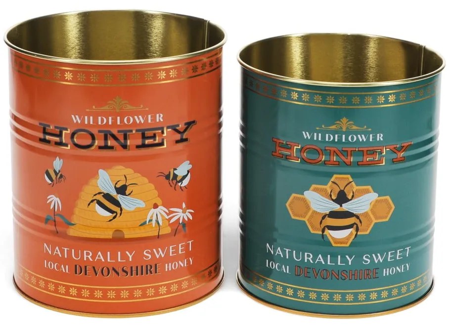 Dekoratív ón tárolódoboz szett 2 db-os ø 11x13 cm Honey – Rex London