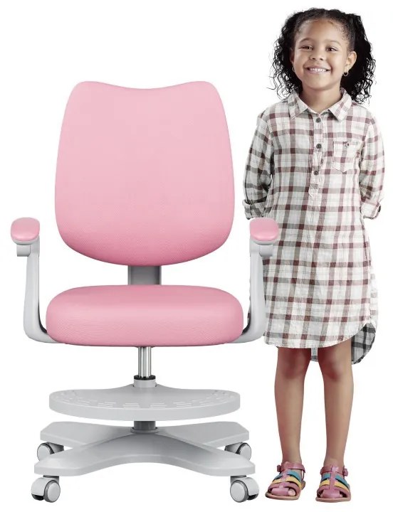 Ergonomikus gyerekszék lábtartó, gravitációs kerekek, rózsaszín