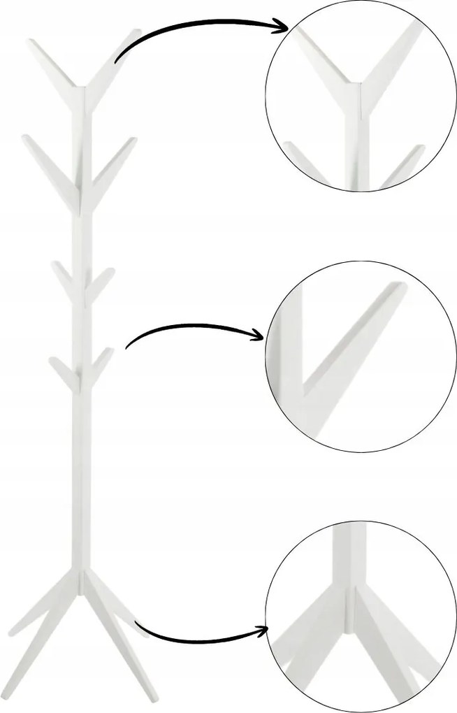 Fehér kabátakasztó előszoba kabátokhoz 8 akasztós fehér Ascot