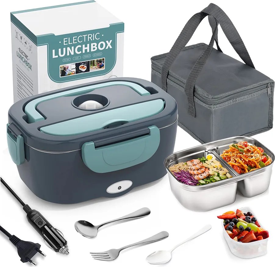 Fűthető uzsonnás doboz autóba és otthonra 60W 1.5L thermo táska