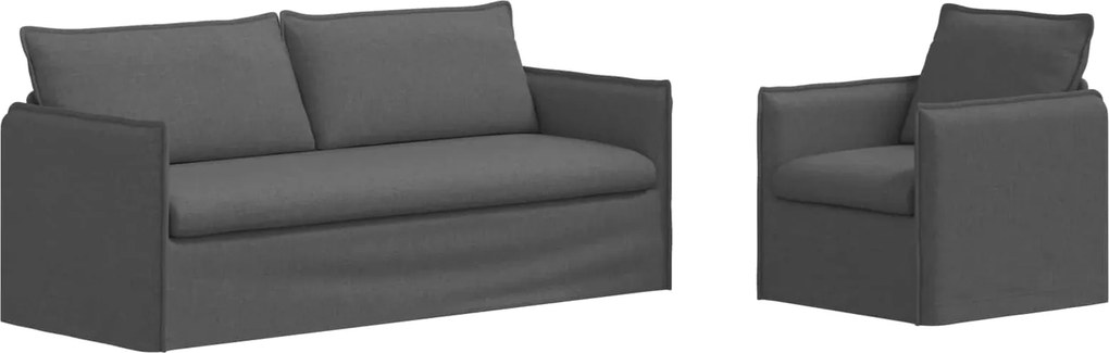vidaXL Kanapé 2 pcs Sötétszürke 196 x 82 x 85 cm szövet