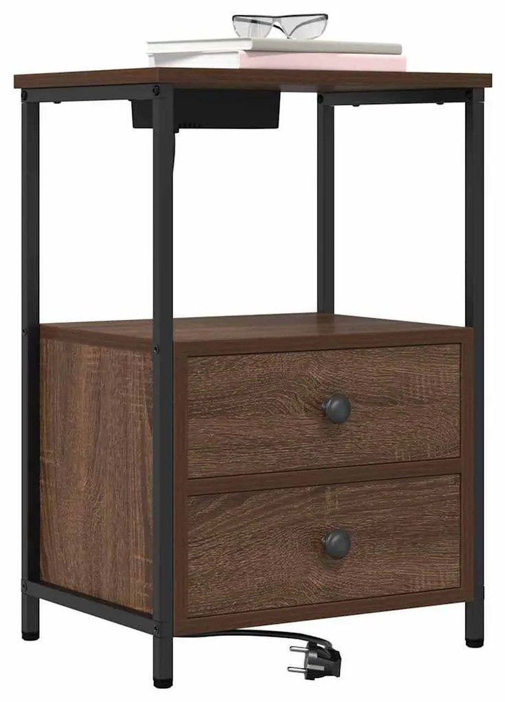 vidaXL Éjjeliszekrény 2 pcs Barna Tölgy 40 x 31 x 60 cm Faanyag