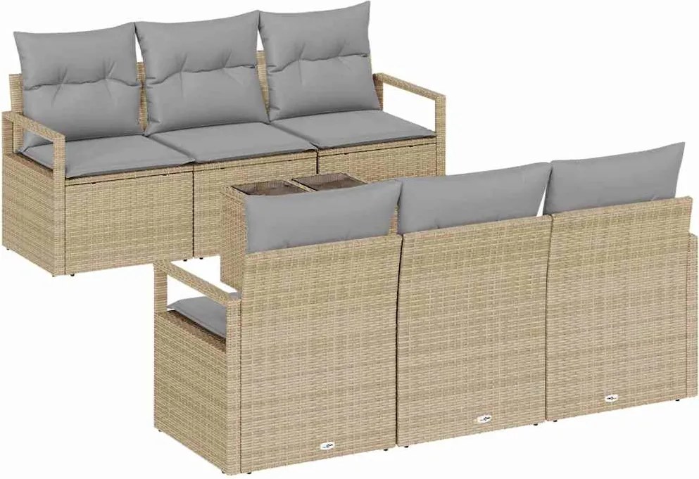 vidaXL Kerti Kanapé Szett párnával 7 pcs Barna és szürke polirattan