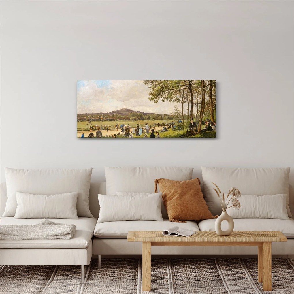 Kép - French 19th Century, Race Course at Longchamps, reprodukciók (120x50 cm)