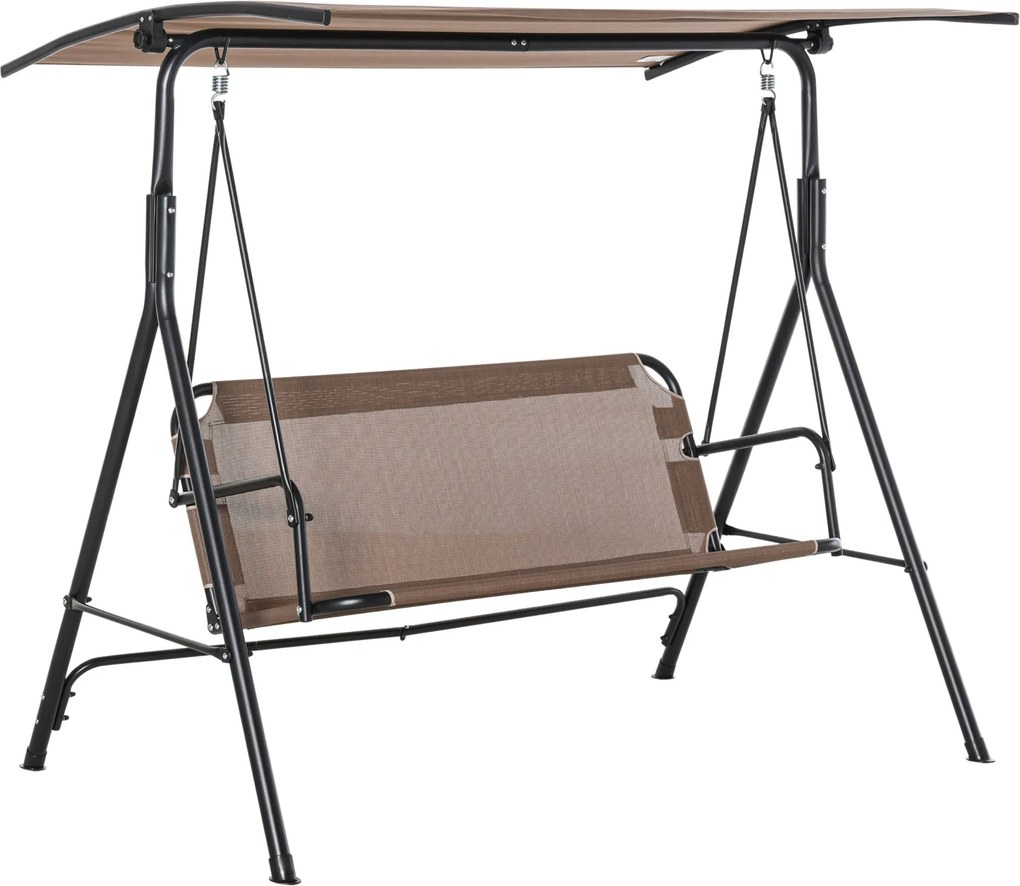 Outsunny 2-Fős Hollywood Függő Szék Kültéri Napágy UV-álló Magas Minőségű Fém Cső Állítható Dőlésű Barna | Aosom