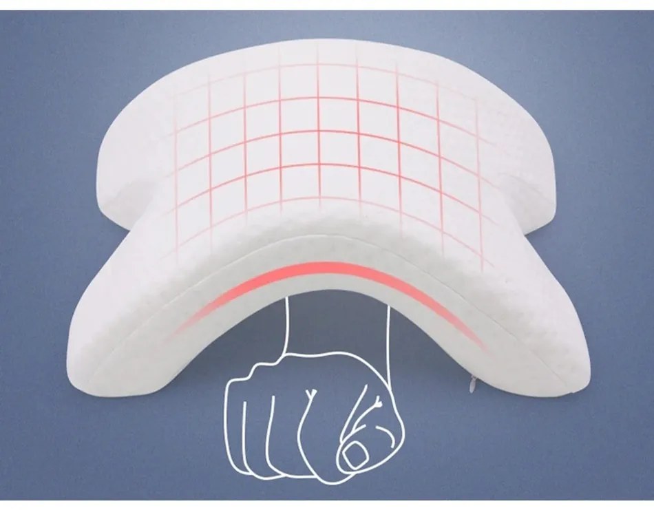 Ergonómikus párna ív alakban formázva