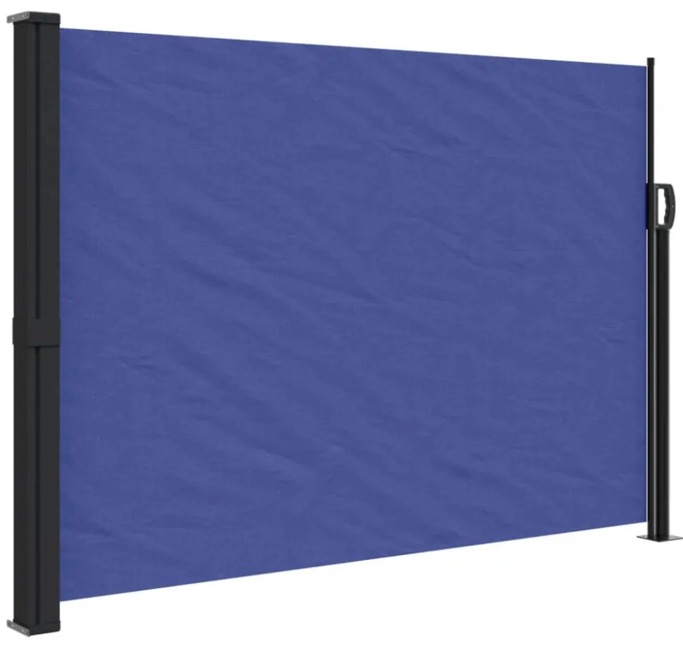 kék behúzható oldalsó napellenző 140 x 500 cm