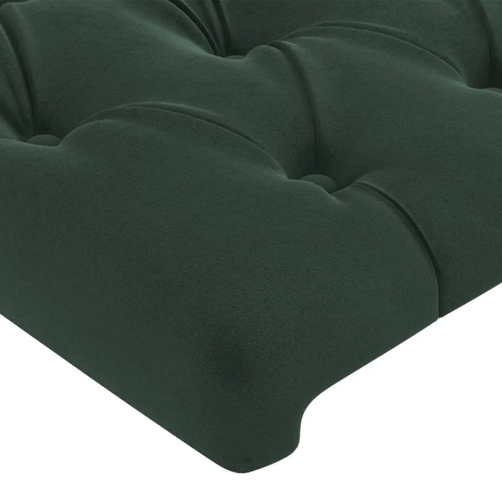 sötétzöld bársony LED-es fejtámla 160x7x118/128 cm