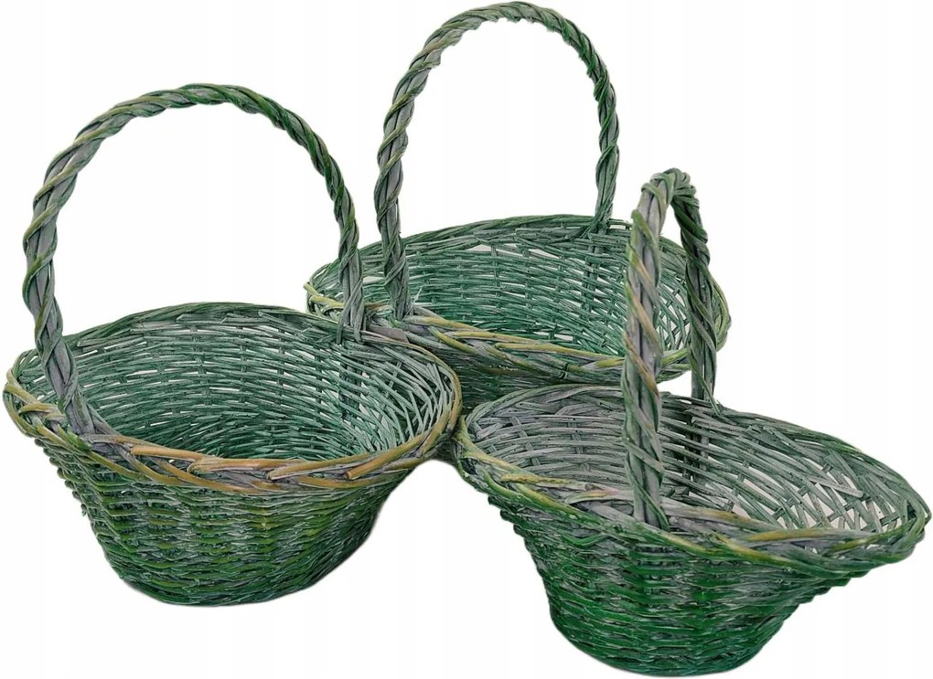3 db-os fonott kosár szett zöld