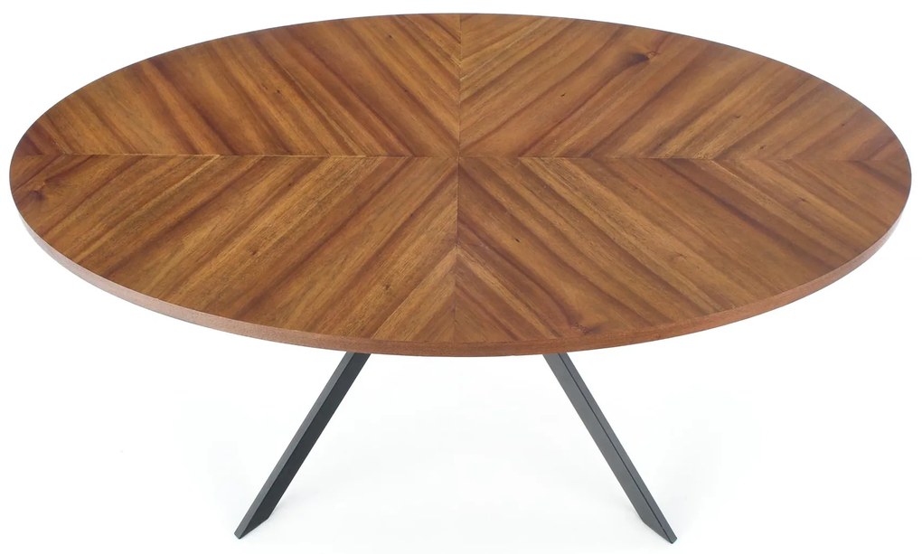 LOCARNO fekete ovális étkezőasztal dió dekorral, 170x90 cm