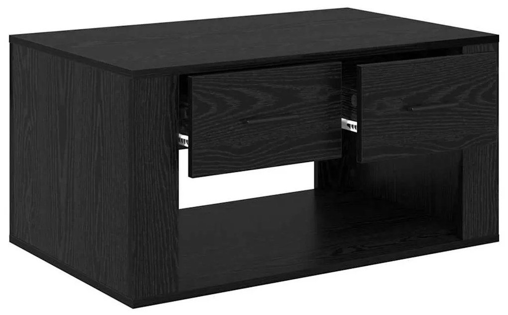 vidaXL Dohányzóasztal fiókkal Fekete tölgy 80 x 50 x 40 cm Faanyag