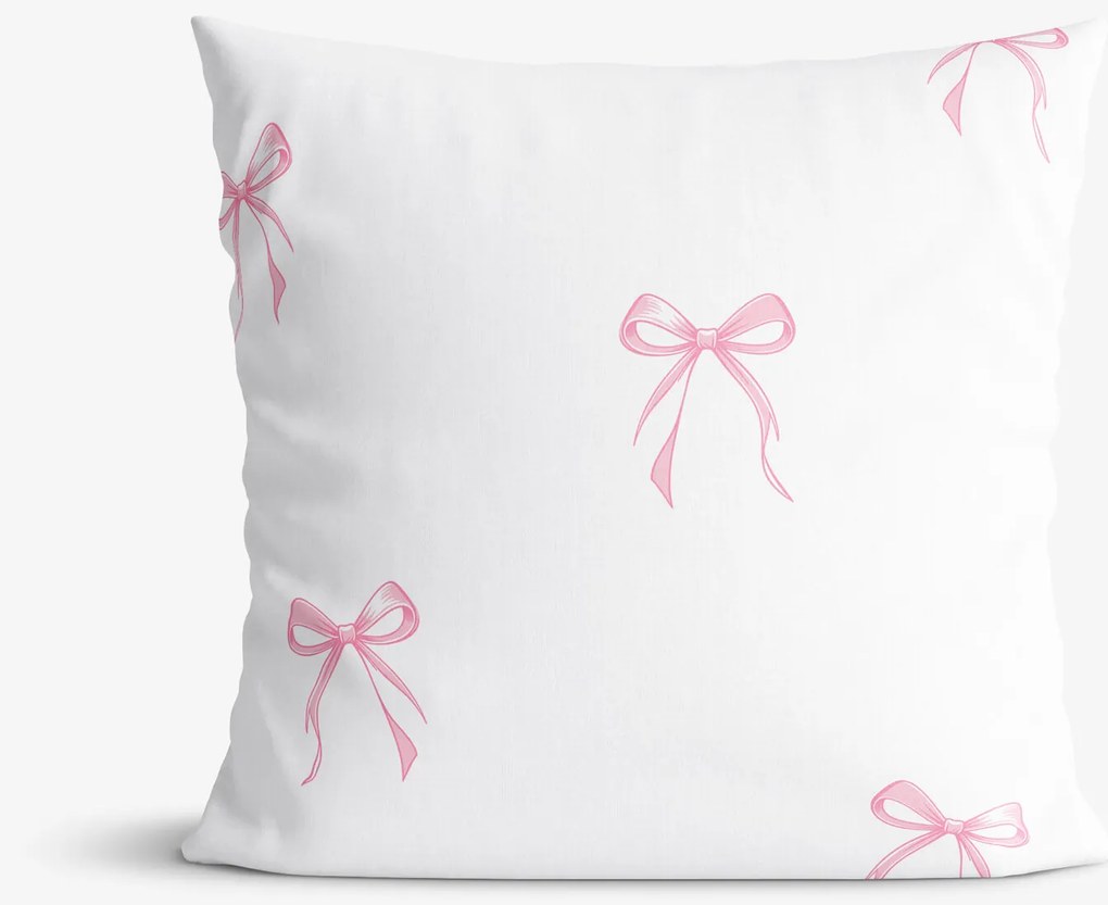 Goldea pamut párnahuzat - rózsaszín masnik 50 x 50 cm