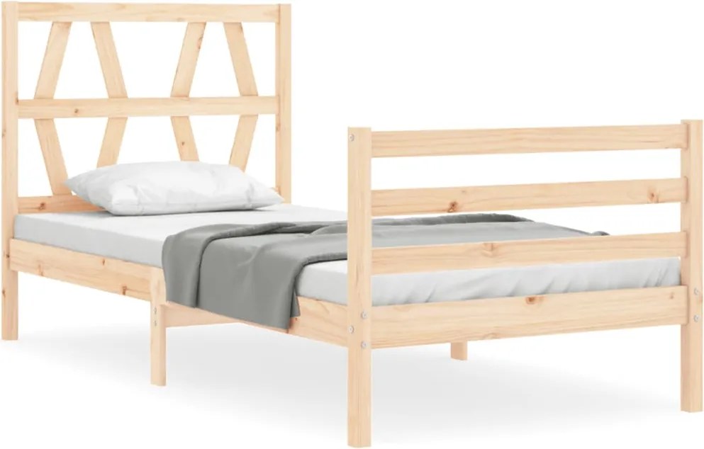 vidaXL tömör fa ágykeret fejtámlával 90 x 200 cm
