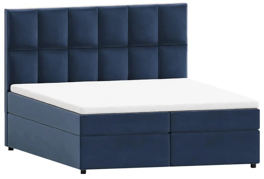 Sötétkék ágyneműtartós boxspring ágy 160x200 cm Flip – Ropez