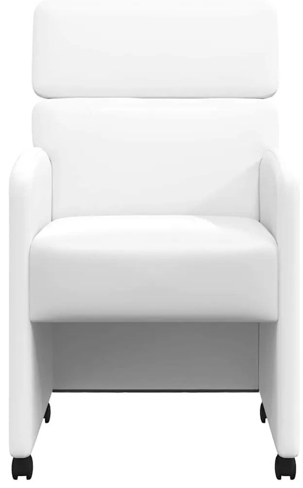 Kerekes Étkező Székek 2 pcs Fehér 58 x 65 x 98 cm Műbőr