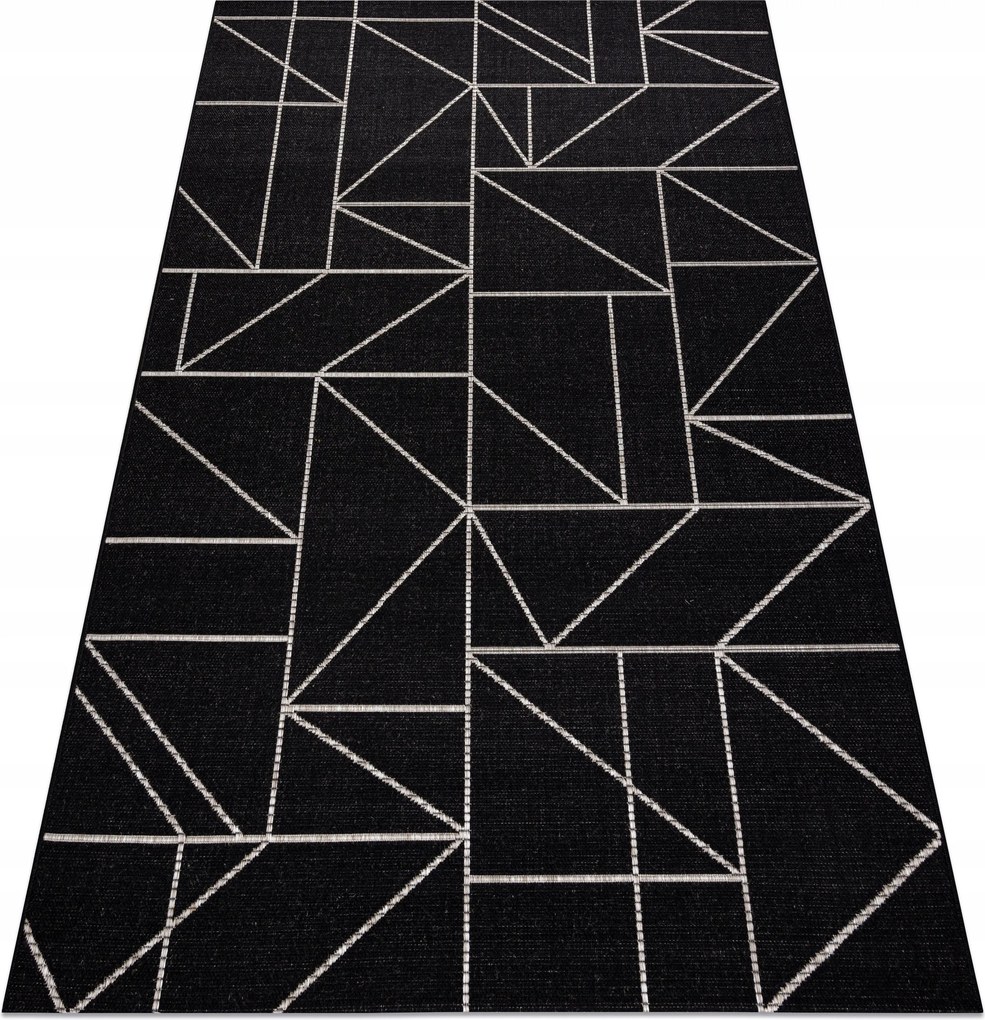 Juta Laposszőnyeg Háromszögek, Geometrikus fekete 240x330 cm