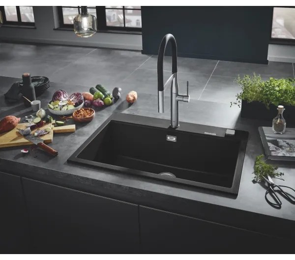 GROHE 31652AP0 - K700 kompozit mosogató 780 × 510 mm gránit/fekete