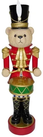 Nagy Diótörő maci dobbal karácsonyi figura 92 cm
