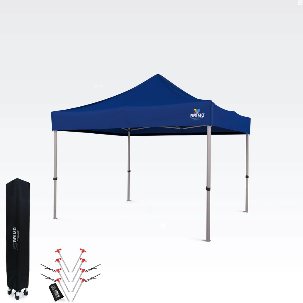 Kerti Pavilon Összecsukható 3x3m | Prémium UV/PVC Védelem | Stabilis BRIMO | Gyors Összecsukás Szerszám Nélkül - falak nélkül - Kék
