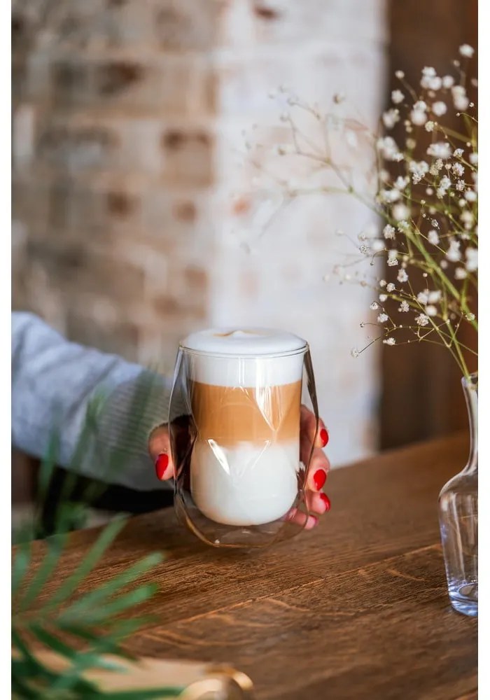 Geo 2 db-os duplafalú lattés pohár készlet, 350 ml - Vialli Design
