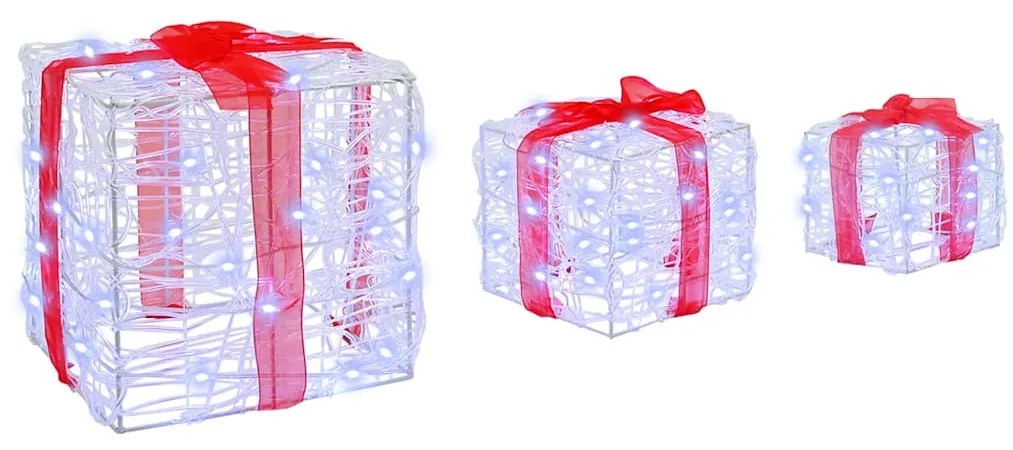 Ajándékdoboz 60 LED-del 3 pcs Hideg feher 20 x 20 x 20 cm Akril