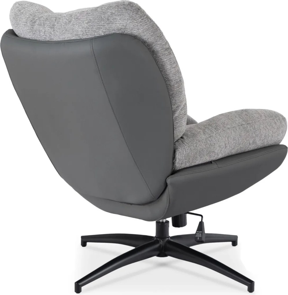 Forgó pihenőfotel lábtartóval szürke/fekete, FREMONT
