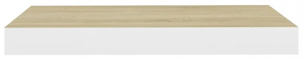 4 db tölgyszínű és fehér MDF lebegő fali polc 50 x 23 x 3,8 cm