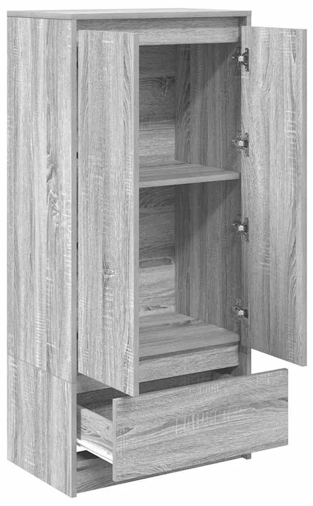 szürke sonoma szerelt fa szekrény fiókkal 55,5x34x119,5 cm