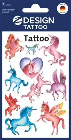 Matrica, tetoválás, 1 ív, 76x120 mm, AVERY ZWECKFORM, Z-Design No.5669, unikornisok (AY56669)