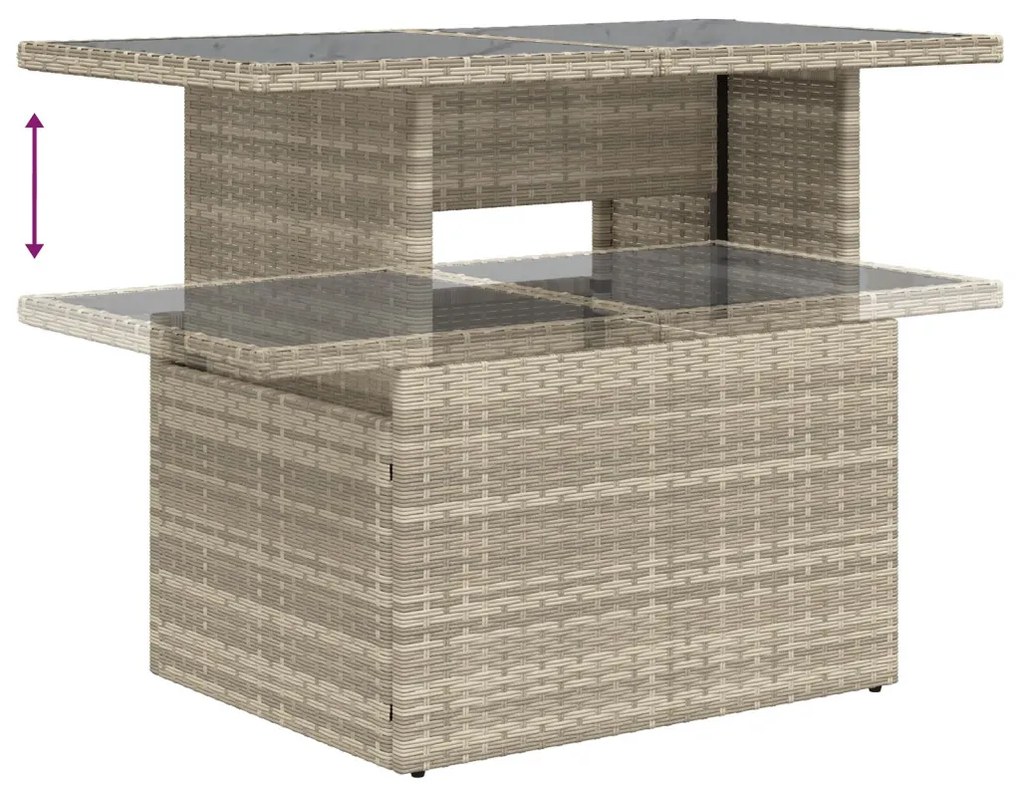6 részes kerti sofa szett párnákkal világos szürke poli rattan