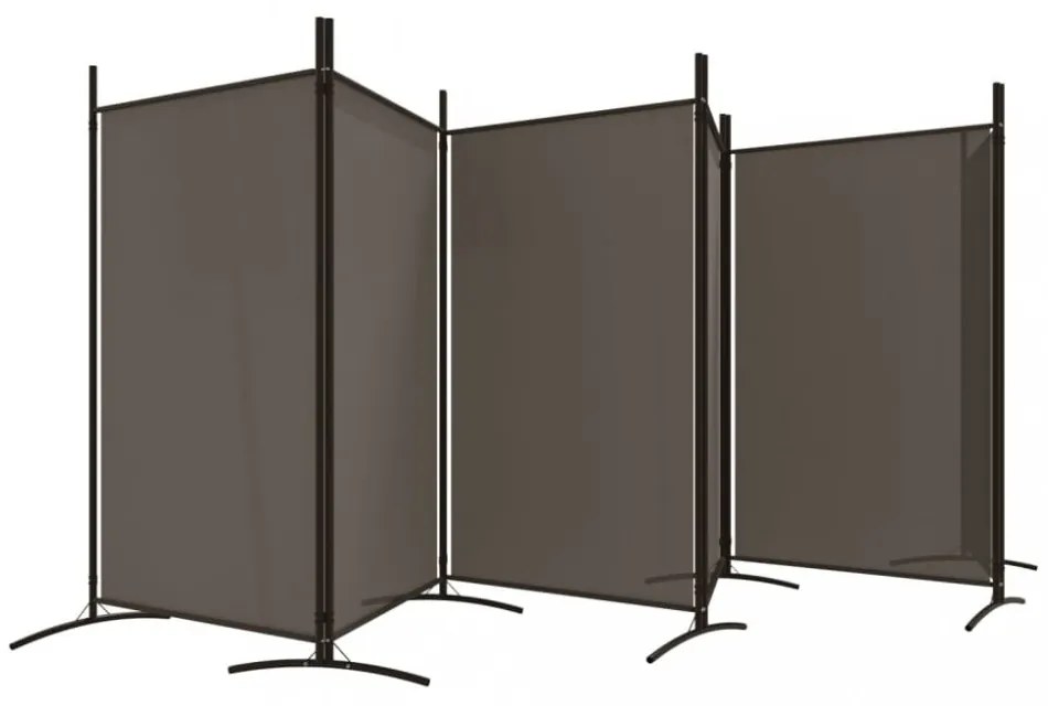 6 paneles antracitszürke szövet térelválasztó 520x180 cm