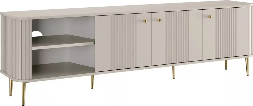 Vesper 3D TV-szekrény 187 cm - kasmír / arany színű lábak