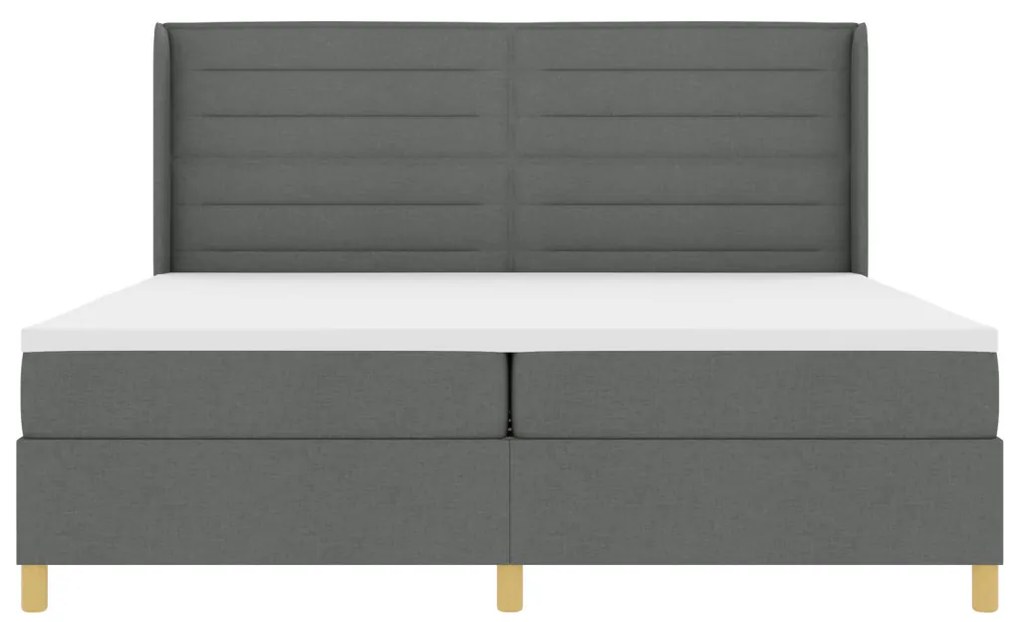Boxspring Ágy Matrac Bőrhatás Szürke 200x200 cm