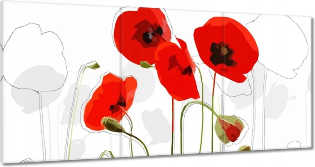 Vászonkép 180x90 Piros pipacs Virágok