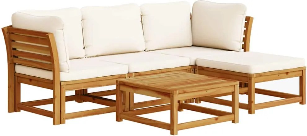 vidaXL 5 részes tömör akácfa kerti ülőgarnitúra párnákkal