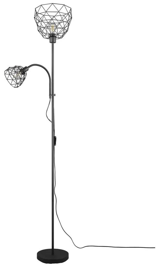 Fekete állólámpa fém búrával (magasság 180 cm) Haval – Trio