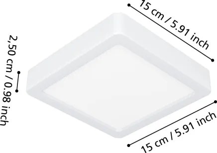 Eglo 901335 - FUEVA fürdőszobai mennyezeti LED lámpa, 7 W, 230 V, 15x15 cm, IP44, fehér