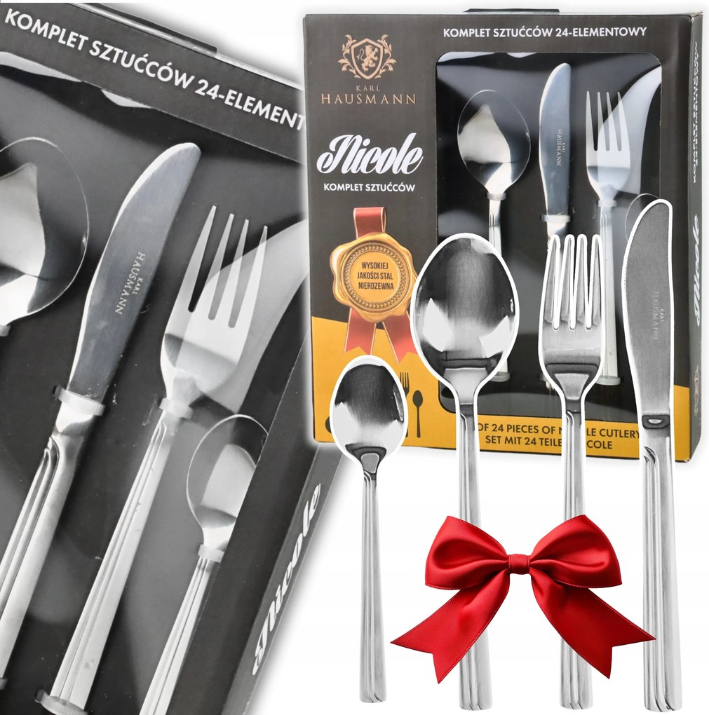 Evőeszköz Készlet 24 darabos 6 személyes Nicole +doboz Fényes