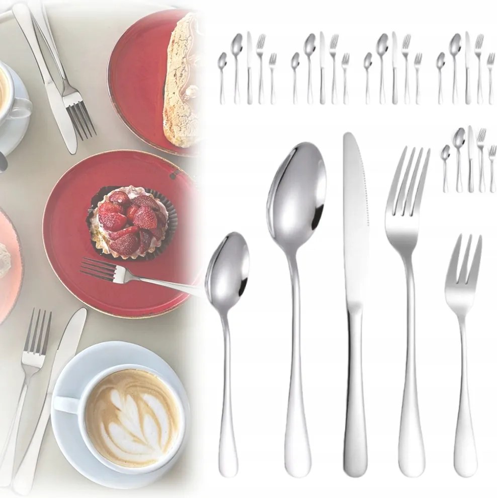 Új Evőeszköz Szett 6 Személyes 30DB-OS