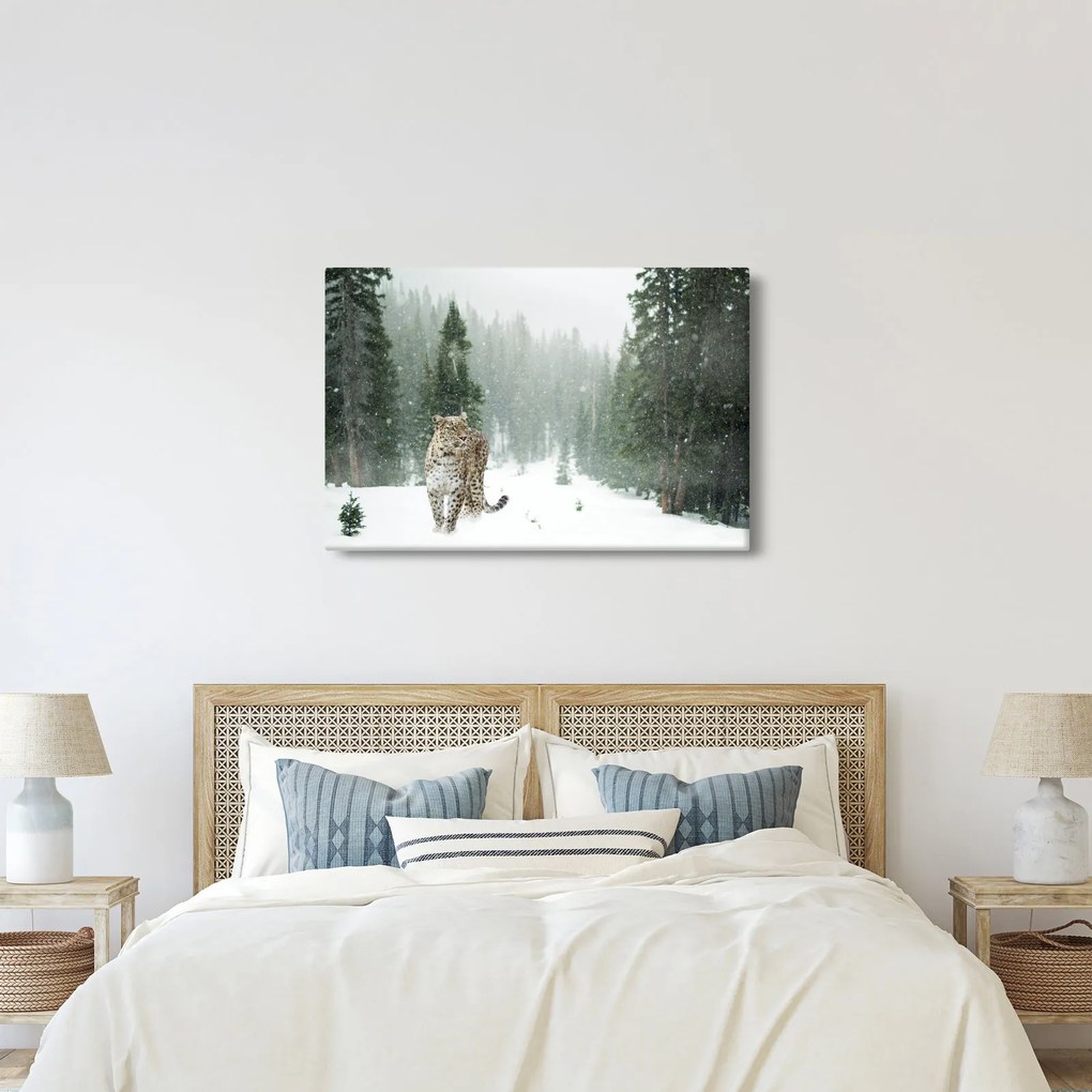 Leopárd a hóban képe (90x60 cm)