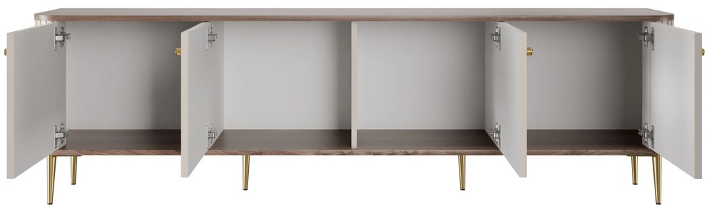Vesper 4D TV szekrény 187 cm - kasmír / dió / arany lábak